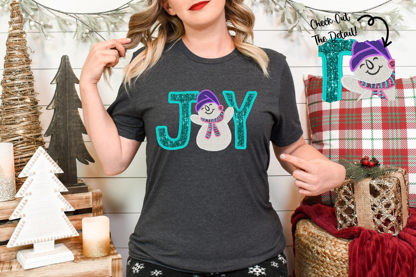 Christmas Faux Embroidery Shirt