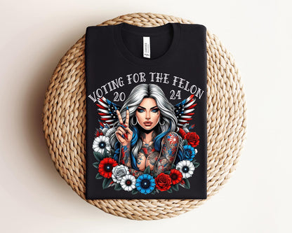 Voting For A Felon Flower Tee